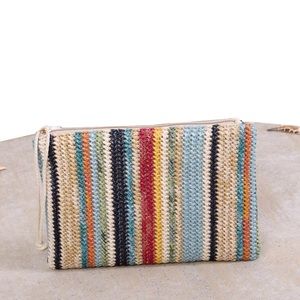Multi color straw clutch